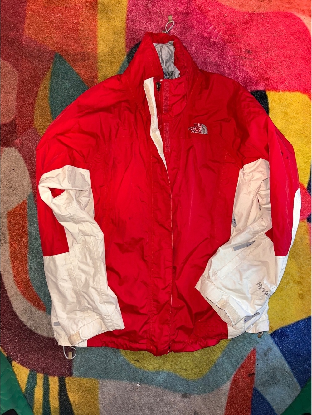 The North Face HyVent Red and White Waterproof Jacket